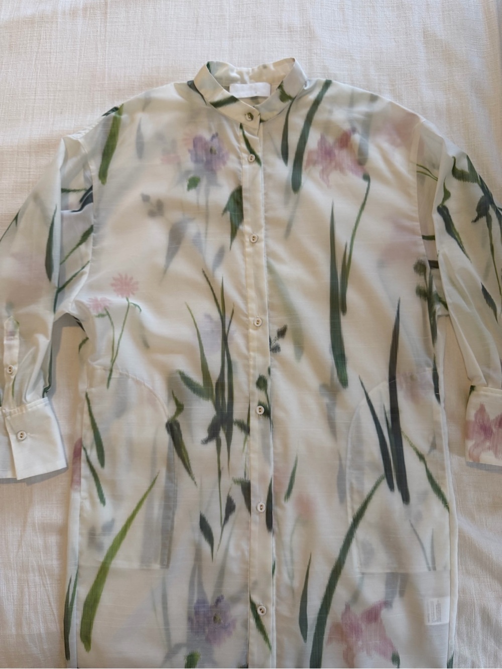 Mame Kurogouchi Sheer Floral Button Front Dress Size 2 - Picture 6 of 15